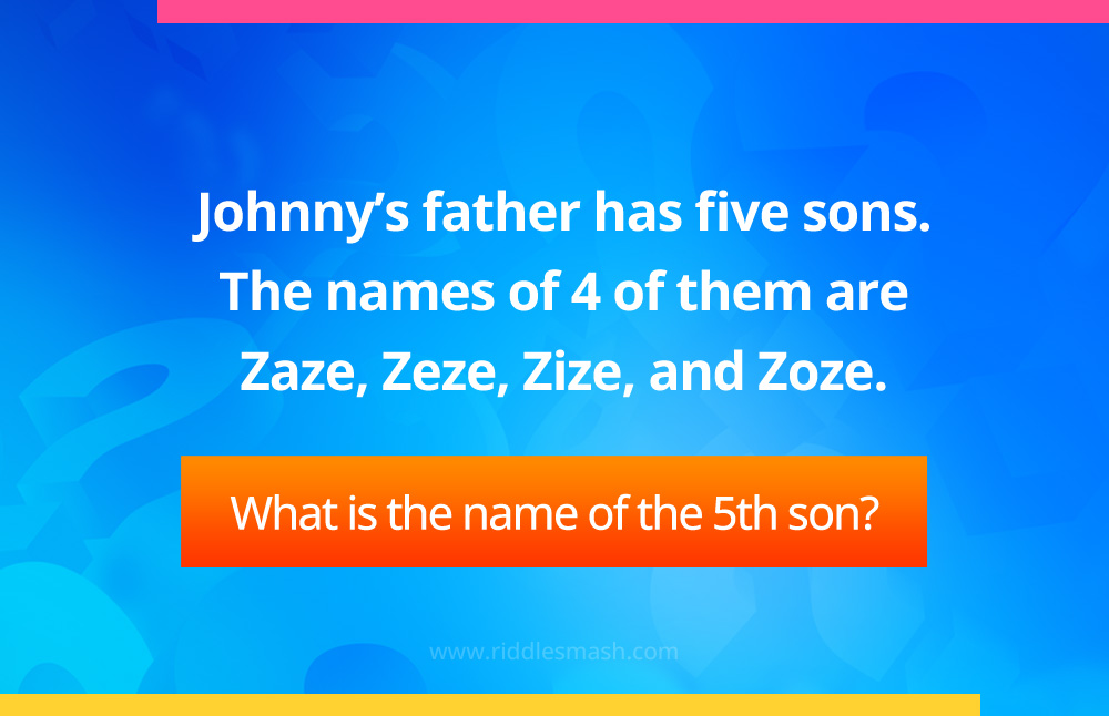 Johnny's father has five sons. The names of 4 of them are Zaze, Zeze, Zize, and Zoze. 