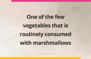 One of the few vegetables that is routinely consumed with marshmallows.