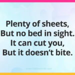 Plenty of sheets, But no bed in sight. It can cut you, But it doesn't bite.