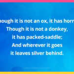Though it is not an ox, it has horns; Though it is not a donkey, it has packed-saddle; And wherever it goes it leaves silver behind.