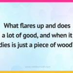 What flares up and does a lot of good, and when it dies is just a piece of wood?