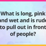 What is long, pink and wet and is rude to pull out in front of people?
