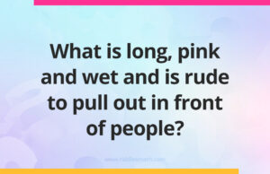 What is long, pink and wet and is rude to pull out in front of people?