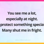 You see me a lot, especially at night. I protect something special. Many shut me in fright.