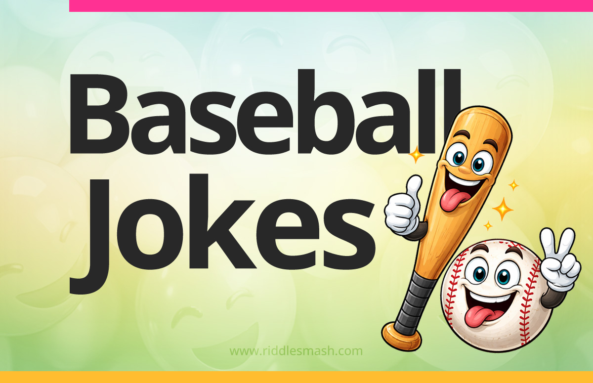 Funny baseball jokes with a baseball, bat, and ballpark theme