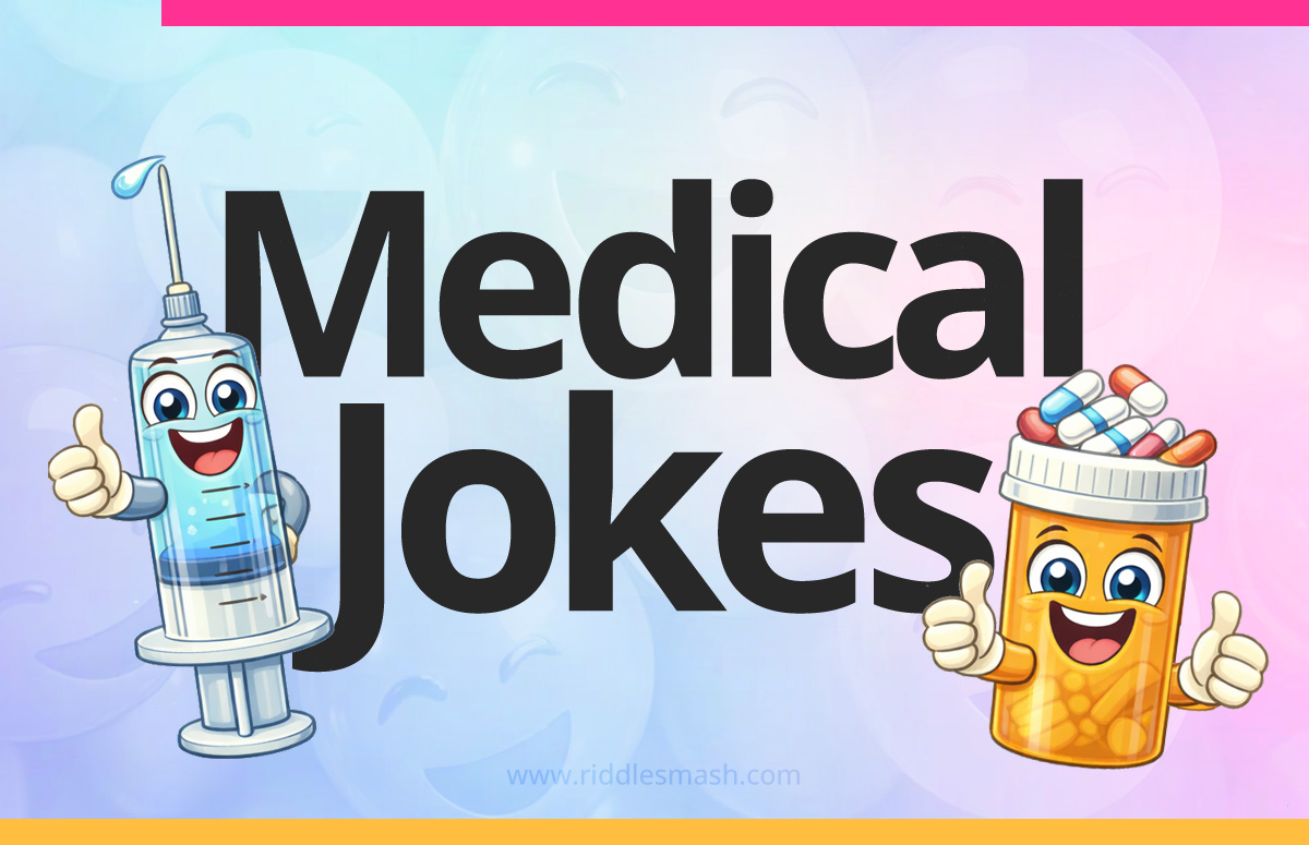 Funny medical jokes with a healthcare-themed illustration