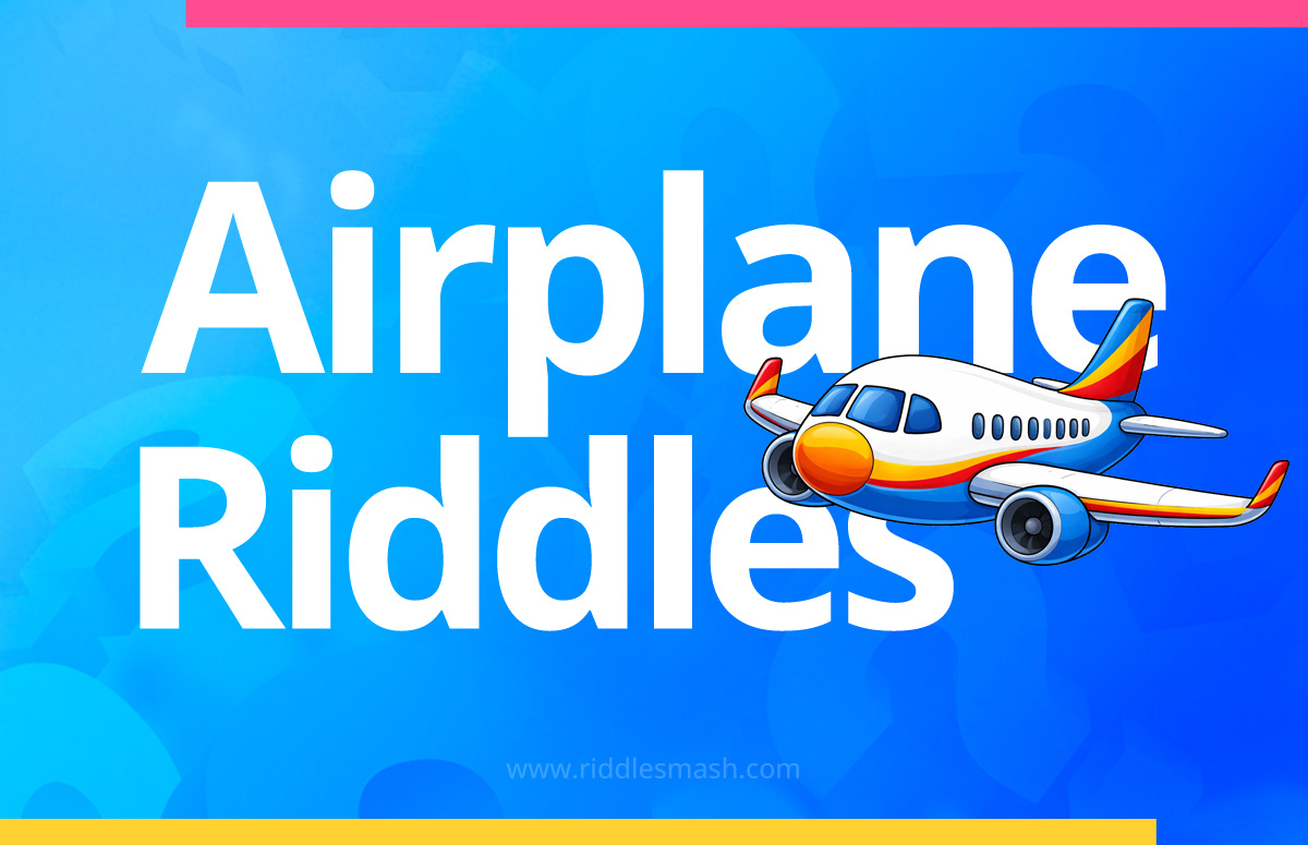 Airplanes riddles banner with a flying passenger plane