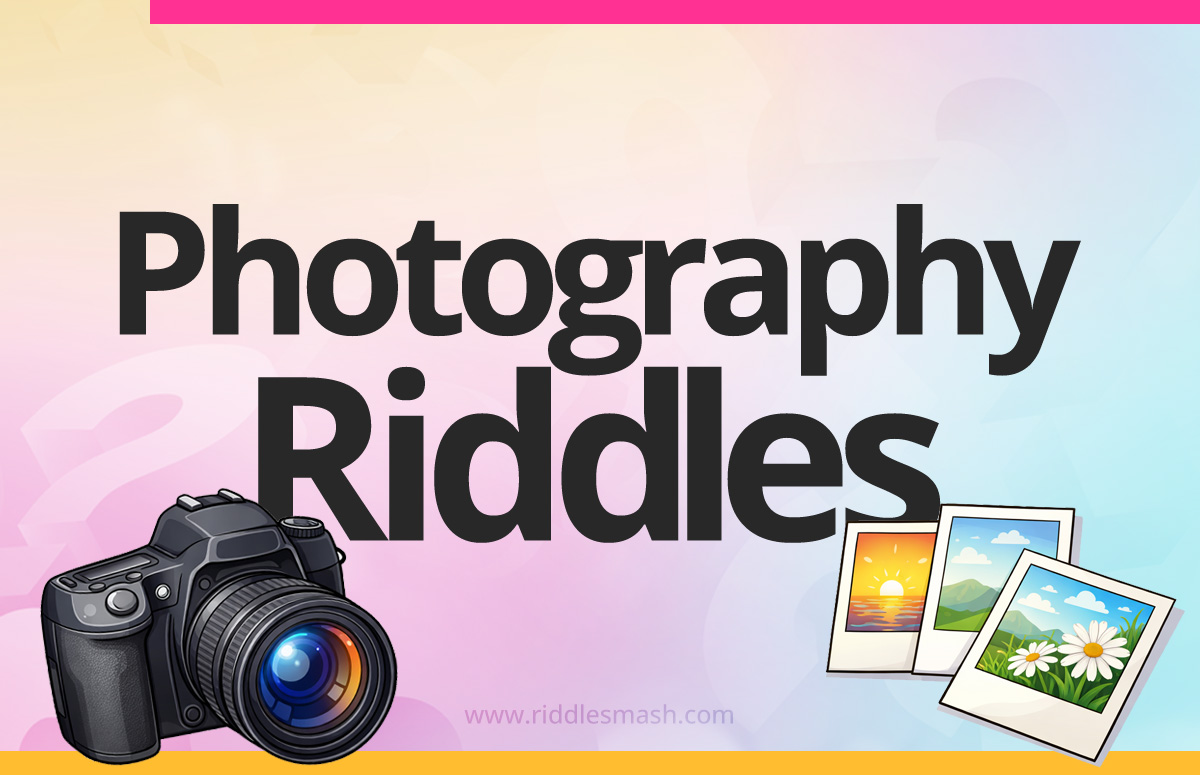 Camera with lens representing photography riddles and visual thinking puzzles