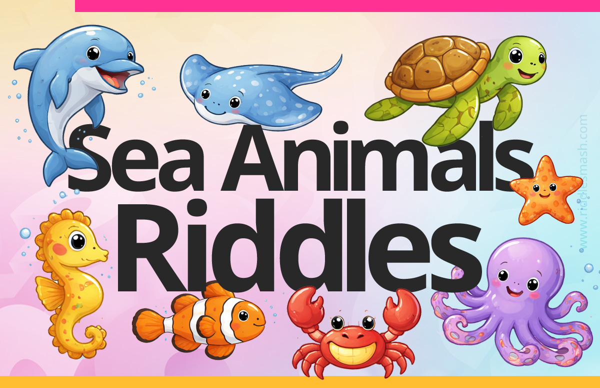 Underwater sea animals scene representing sea animals riddles and ocean creature brain teasers