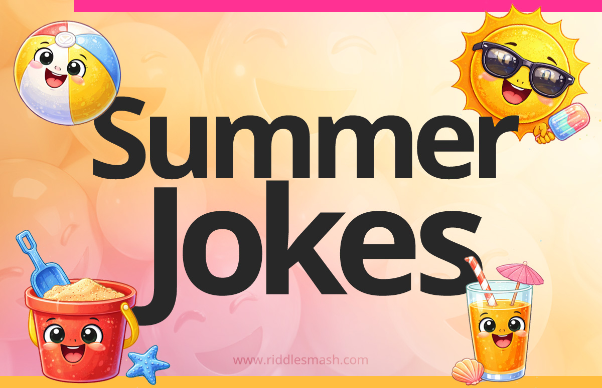 Funny summer jokes with a sunny illustration